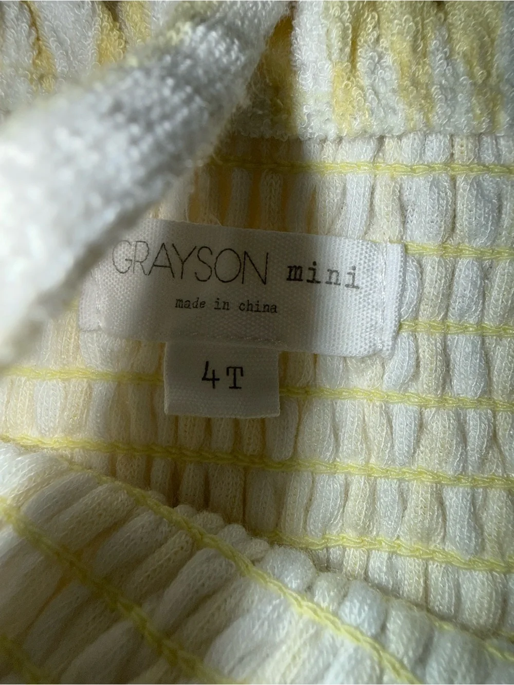 Girls' Yellow & White Striped Smocked Swim Coverup Dress